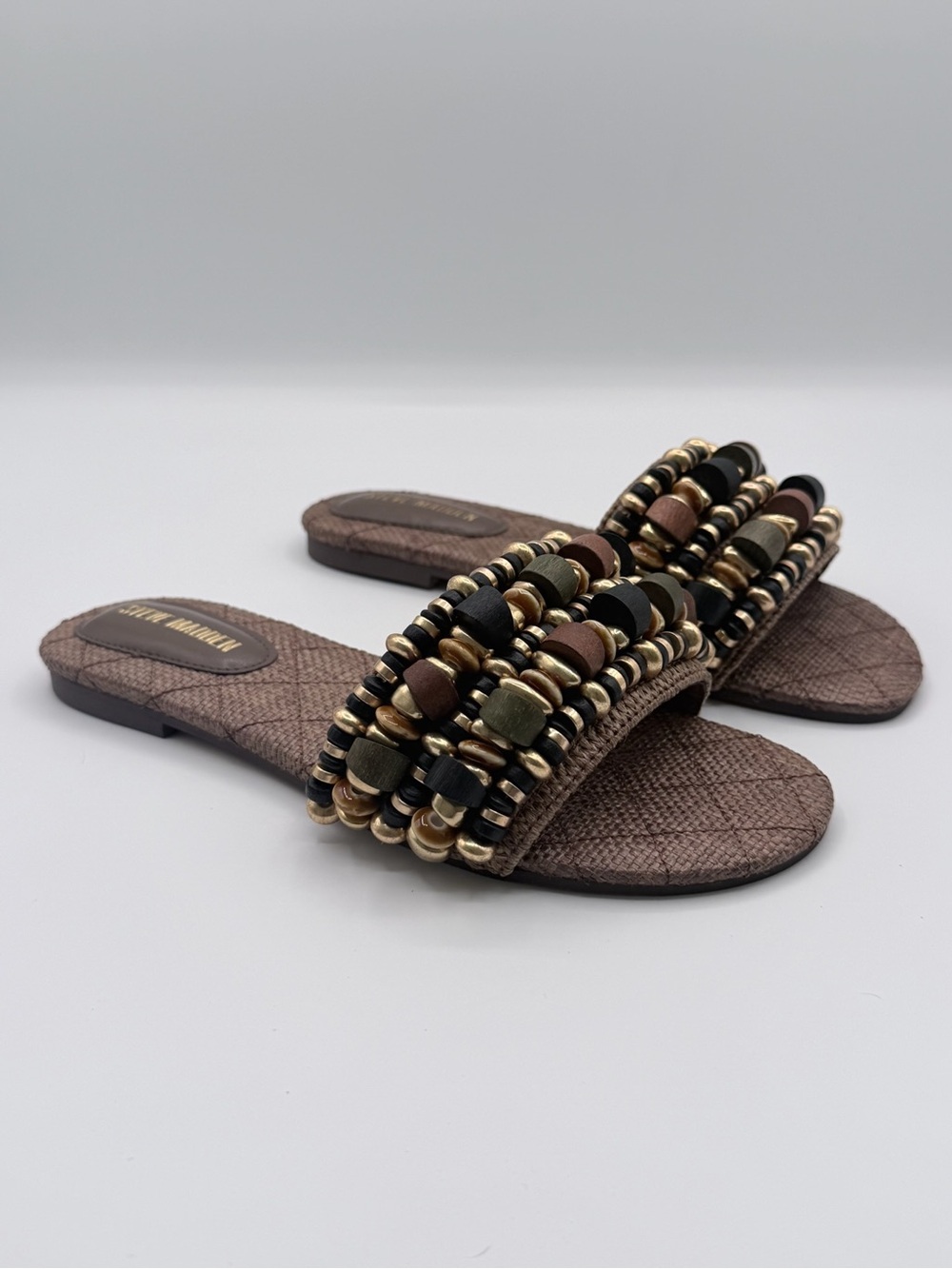 Steve Madden “Marika” Brown Raffia slides